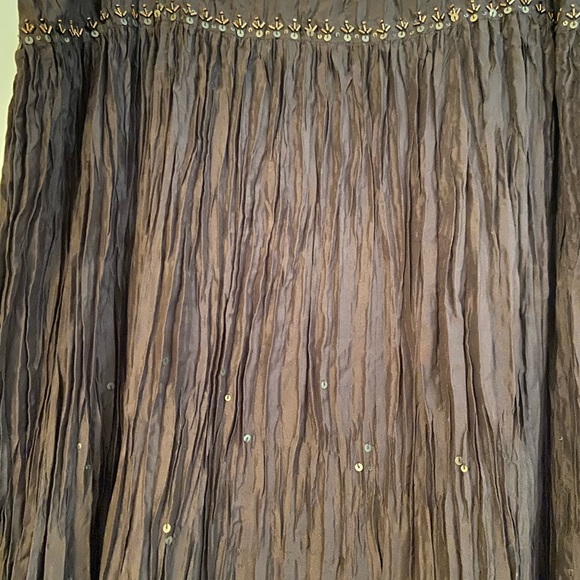TALBOTS SILK SKIRT/RICH DARK BROWN/Sequin & bead accents/NEVER WORN W TAGS - Picture 3 of 8